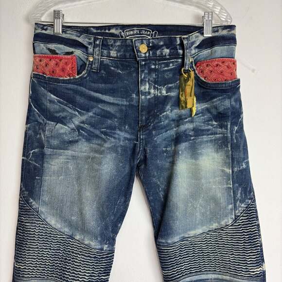 Robin's Jean Women's VTG Biker Wings Swarovski Crystal Red Low Rise Jeans Sz 32 - Picture 10 of 11